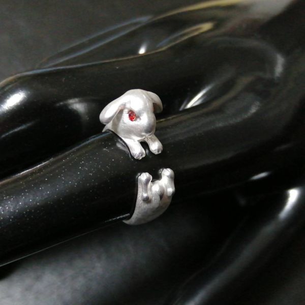 オープンリング 指輪 ウサギ ラビット 白 ホワイト レディース 韓国 可愛い 動物 アニマル 干支 十二支 調整可能 フリーサイズ #C1630-6_画像5