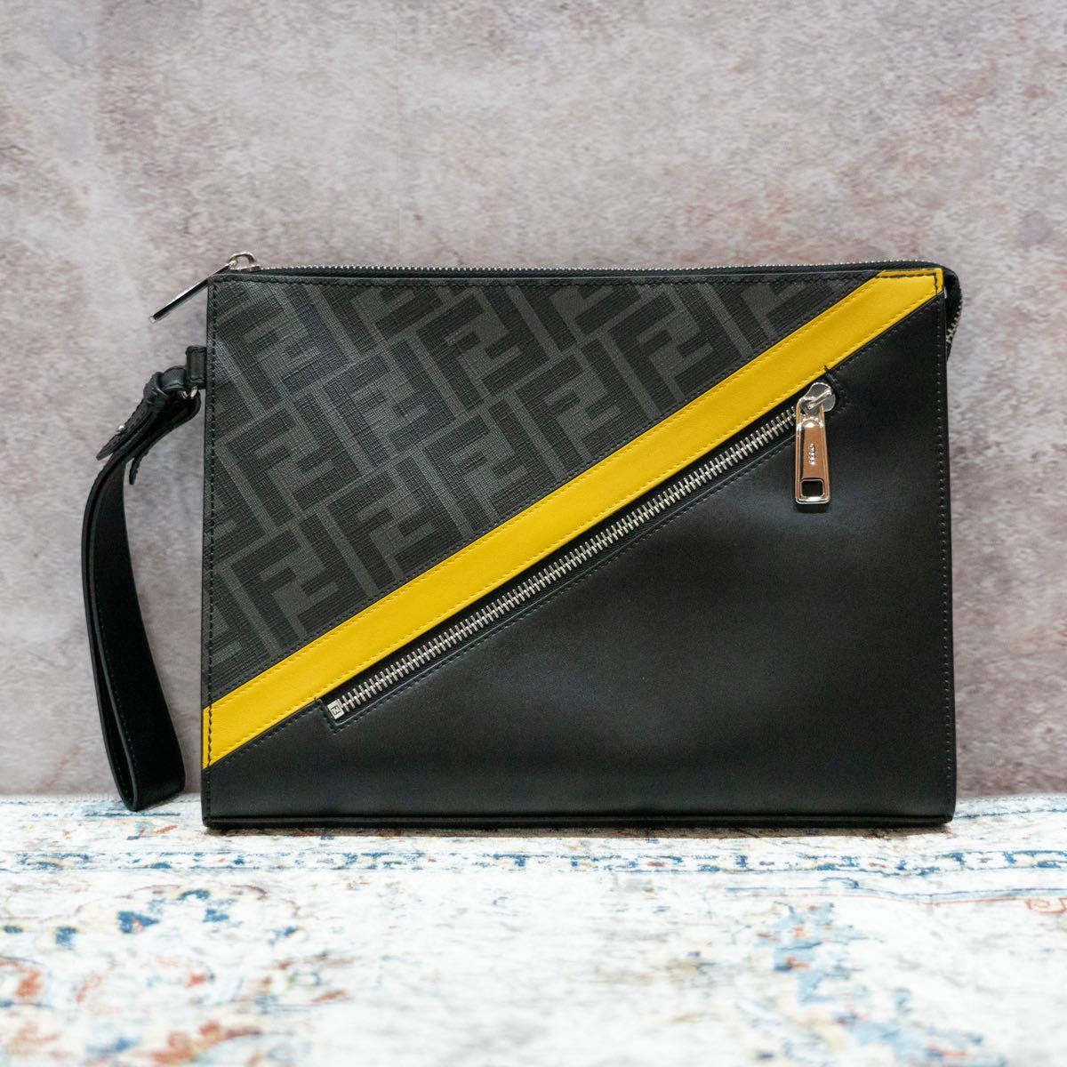 FENDI フェンディ ズッカ クラッチバッグ グレー レザー cinema.sk