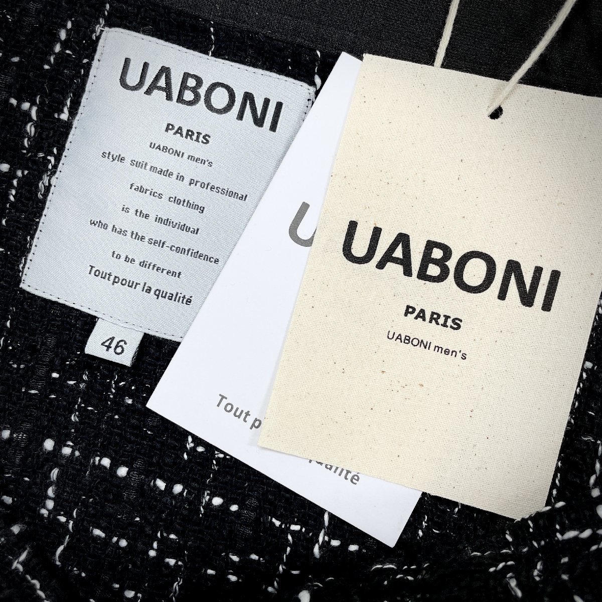 最高級EU製＆定価5万◆UABONI*Paris*ユアボニ*ブルゾン*フランス◆上質 ウール 白黒 カジュアル オシャレ ジャケット シャツ アウター L/48_画像8