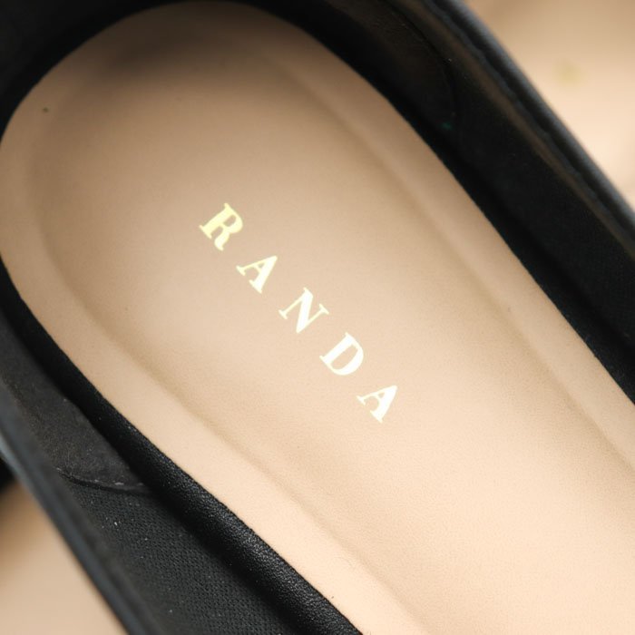 ランダ フラットシューズ バックリボン ラウンドトゥパンプス シンプル シューズ 靴 黒 レディース 23.5cmサイズ ブラック RANDA_画像3