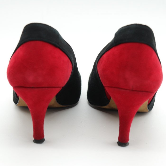 トゥービー パンプス ポインテッドトゥ バイカラー 赤×黒 スペイン製 ミドルヒール シューズ 靴 レディース 39サイズ ブラック TO BE_画像5