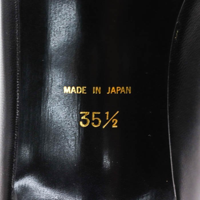 ニナリッチ パンプス リボンモチーフ レザー/パイソン型押し 日本製 ブランド 靴 レディース 35.5サイズ ブラック NINA RICCI_画像4