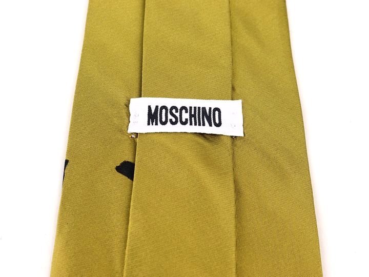  Moschino necktie panel pattern high class silk men's yellow MOSCHINO