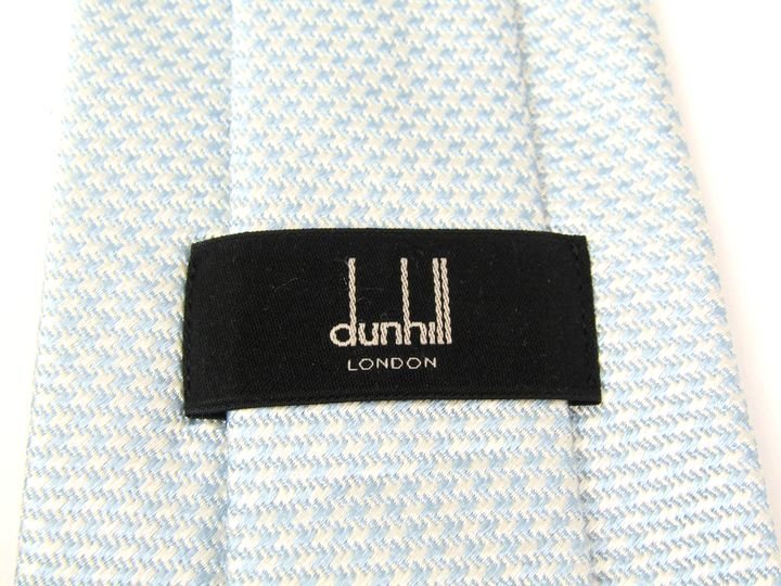 ダンヒル ネクタイ 千鳥格子柄 高級 シルク 英国製 メンズ ブルー Dunhill_画像3