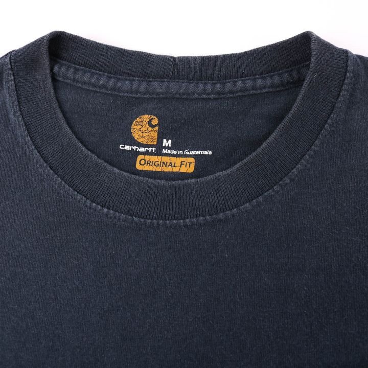 カーハート 半袖Tシャツ ラウンドネック 胸ポケット ワンポイントロゴ トップス メンズ Mサイズ ネイビー Carhartt_画像3