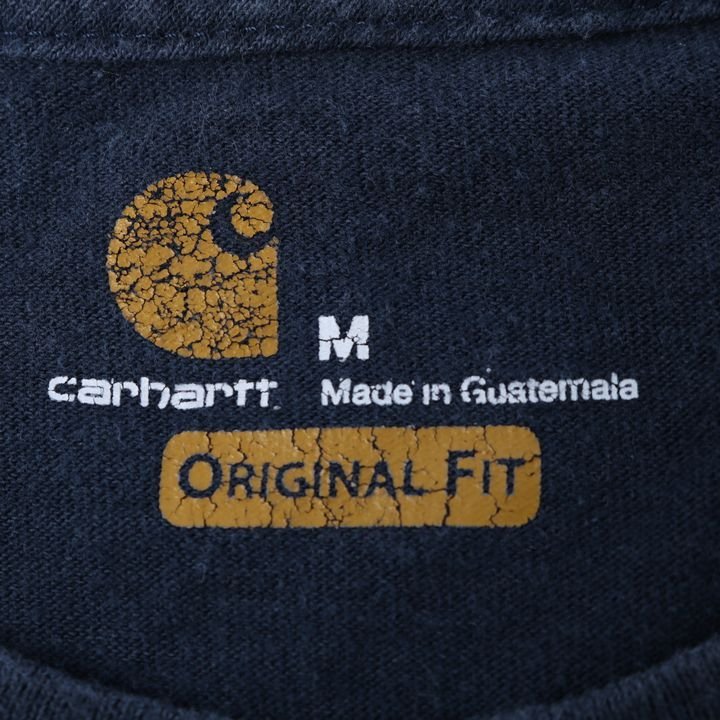 カーハート 半袖Tシャツ ラウンドネック 胸ポケット ワンポイントロゴ トップス メンズ Mサイズ ネイビー Carhartt_画像2