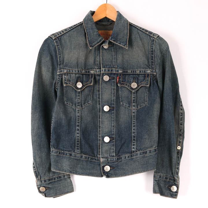 リーバイス デニムジャケット Gジャン 胸ポケット ボタン トップス レディース Sサイズ ネイビー Levi's