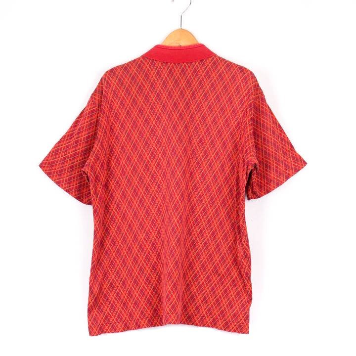ivu* sun rolan polo-shirt with short sleeves сhick pattern . pocket tops cotton 100% men's MA size red YVES SAINT LAURENT