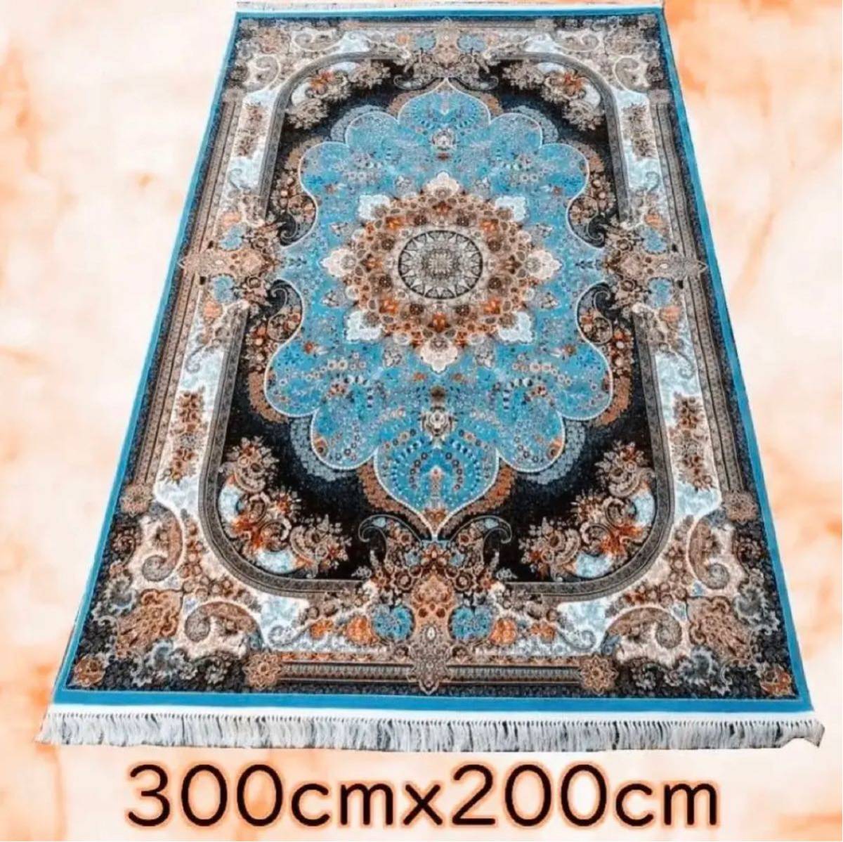 100万ノット★ウィルトン織り細かな密度ペルシャ絨毯/ターコイズブルー大型サイズ
