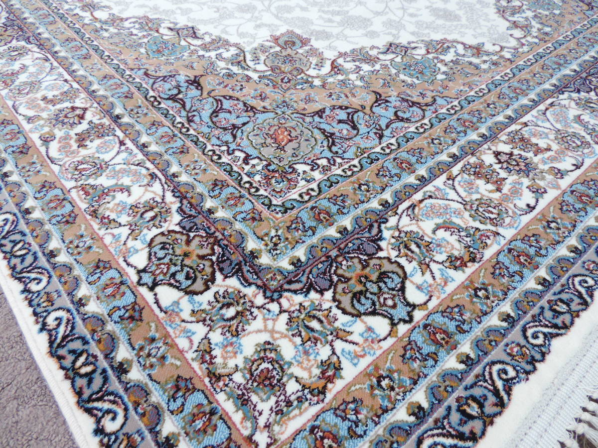 ペルシャ絨毯 カーペット ラグ 63万ノット ウィルトン織り 機械織り ペルシャ絨毯の本場 イラン 中型サイズ 225cm×150cm 9 本物保証_画像7