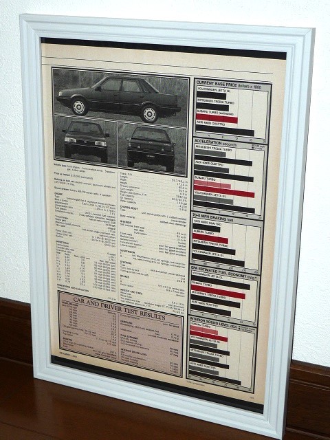 1984年 USA 洋書雑誌記事 スペック 諸元 額装品 Subaru Turbo スバル ターボ (A4size) / 検索用 Leone レオーネ 店舗 ガレージ 看板 装飾_画像1