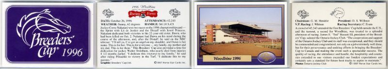 ★1996 ブリーダーズカップホースレーシング カード（Breeders' Cup 1996） 9種類セット 1997 Horse star Cards Inc. 海外競馬カード 即決の画像10