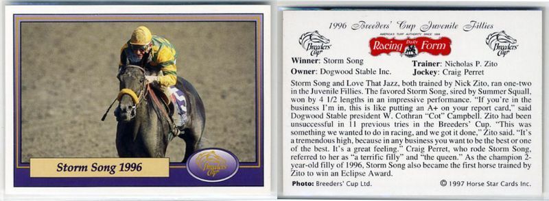 ★1996 ブリーダーズカップホースレーシング カード（Breeders' Cup 1996） 9種類セット 1997 Horse star Cards Inc. 海外競馬カード 即決の画像9