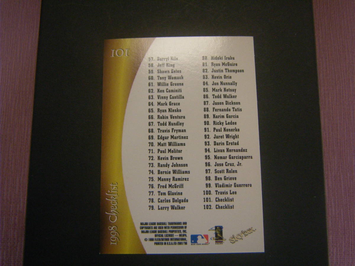 1998 FLEER/SKYBOX　Ex2001　Kerry　Wood　レギュラーカード・レデンプションカード・チェックリスト　3枚セット_画像5