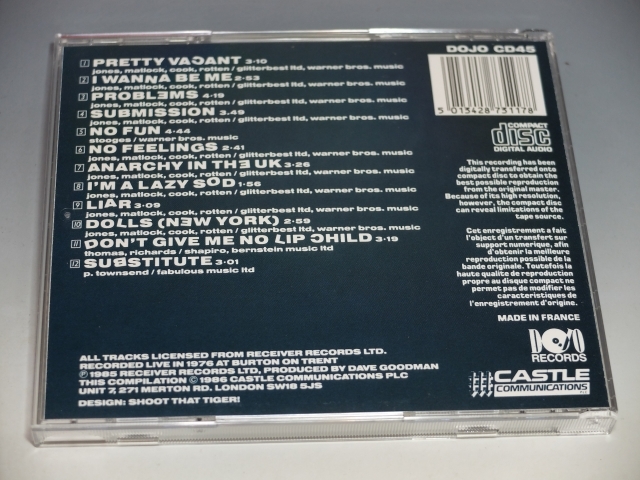 □ SEX PISTOLS セックス・ピストルズ THE ORIGINAL PISTOLS LIVE 輸入盤CD _画像2