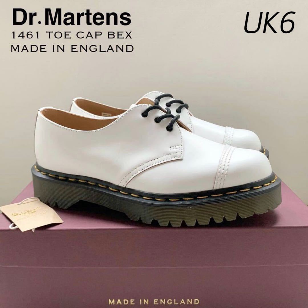 新品 英国製 Dr.Martens ドクターマーチン 1461 ベックス トゥキャップ 3ホール シューズ UK6 定3.4万 ホワイト BEX TOE CAP 厚底 送料無料_画像1
