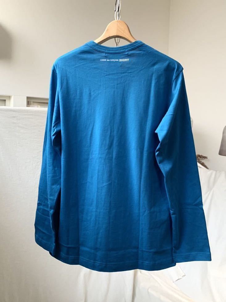 S 新品 2022AW コムデギャルソンシャツ 背面 ロゴ 長袖 Tシャツ ブルー Comme des Garcons Shirt FJ-T015 メンズの画像2
