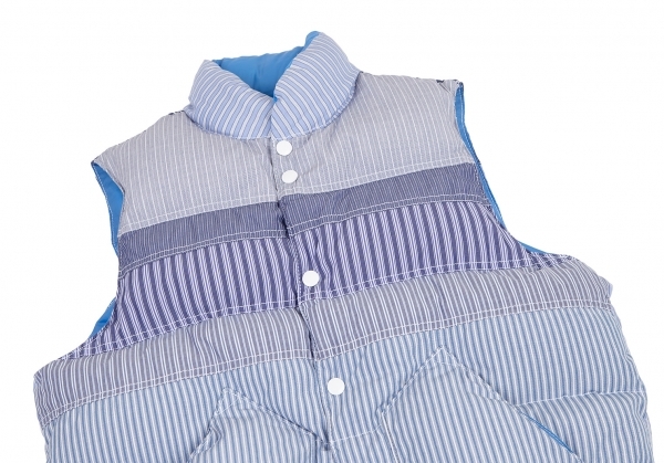  ganryu GANRYU stripe switch design down vest white light blue gray M [ men's ]