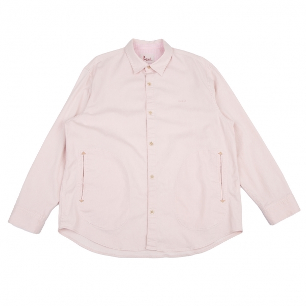 パパスPapas ストレッチコットンリネンポケット付きシャツ 薄ピンク52LL 【メンズ】