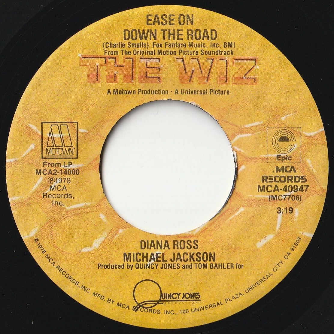 Diana Ross, Michael Jackson / Quincy Jones Ease On Down The Road MCA US MCA-40947 201635 SOUL DISCO ソウル レコード 7インチ 45_画像1