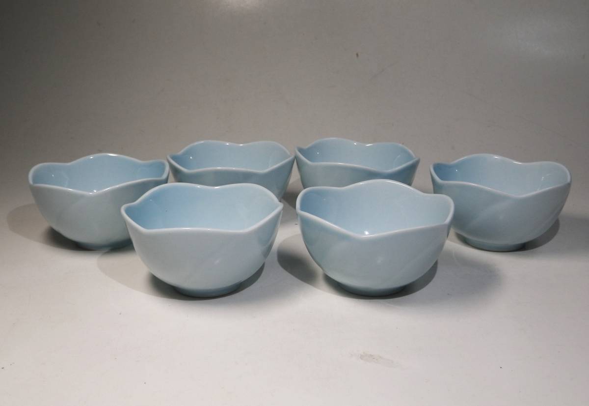 小鉢 ６個セット 和陶器 水色 花型 和食器 飲食店 業務用_画像5