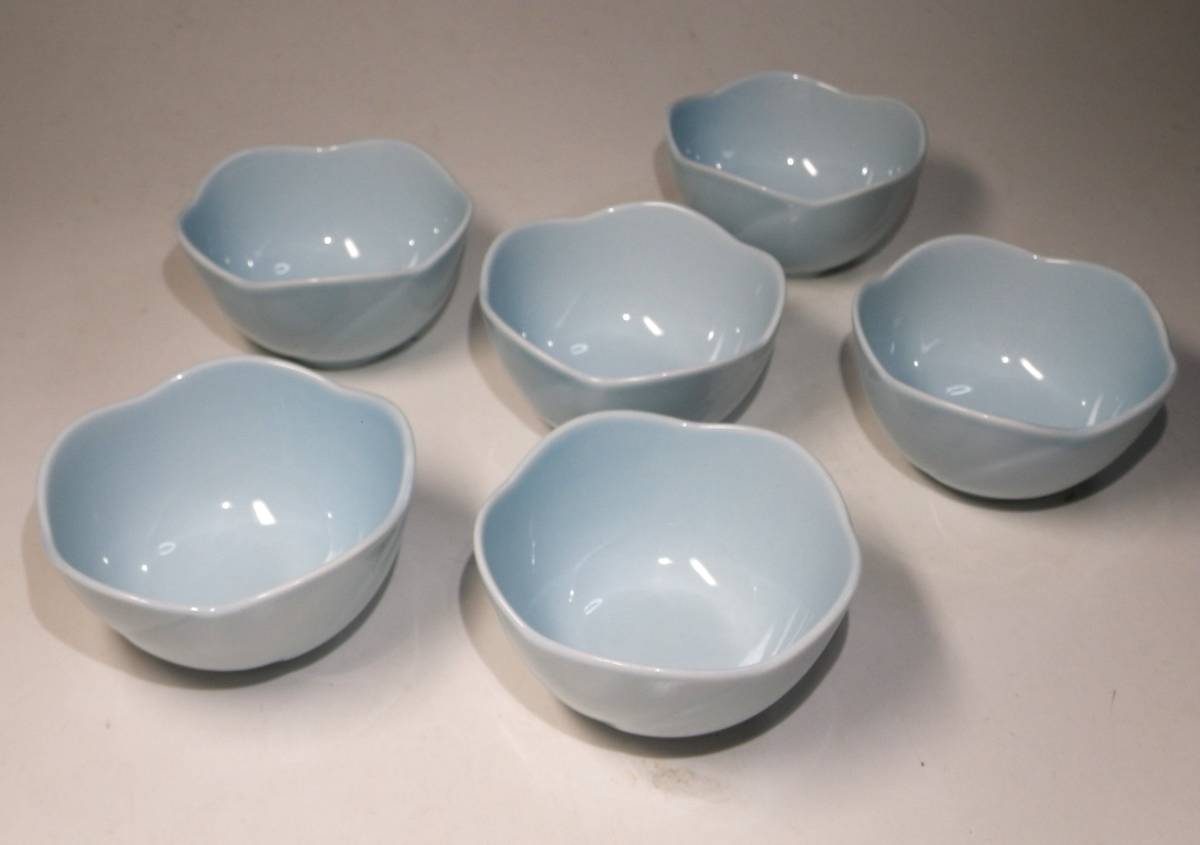 小鉢 ６個セット 和陶器 水色 花型 和食器 飲食店 業務用_画像4