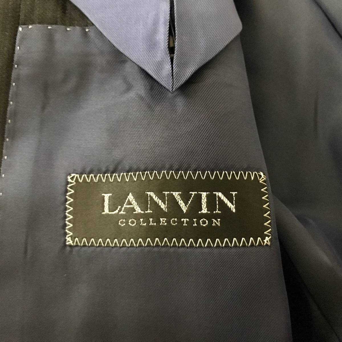 LANVIN COLLECTION ランバン メンズ シャドーストライプ柄 シルクブレンド 総裏シングルスーツ 日本製 美品 size R48-45の画像6