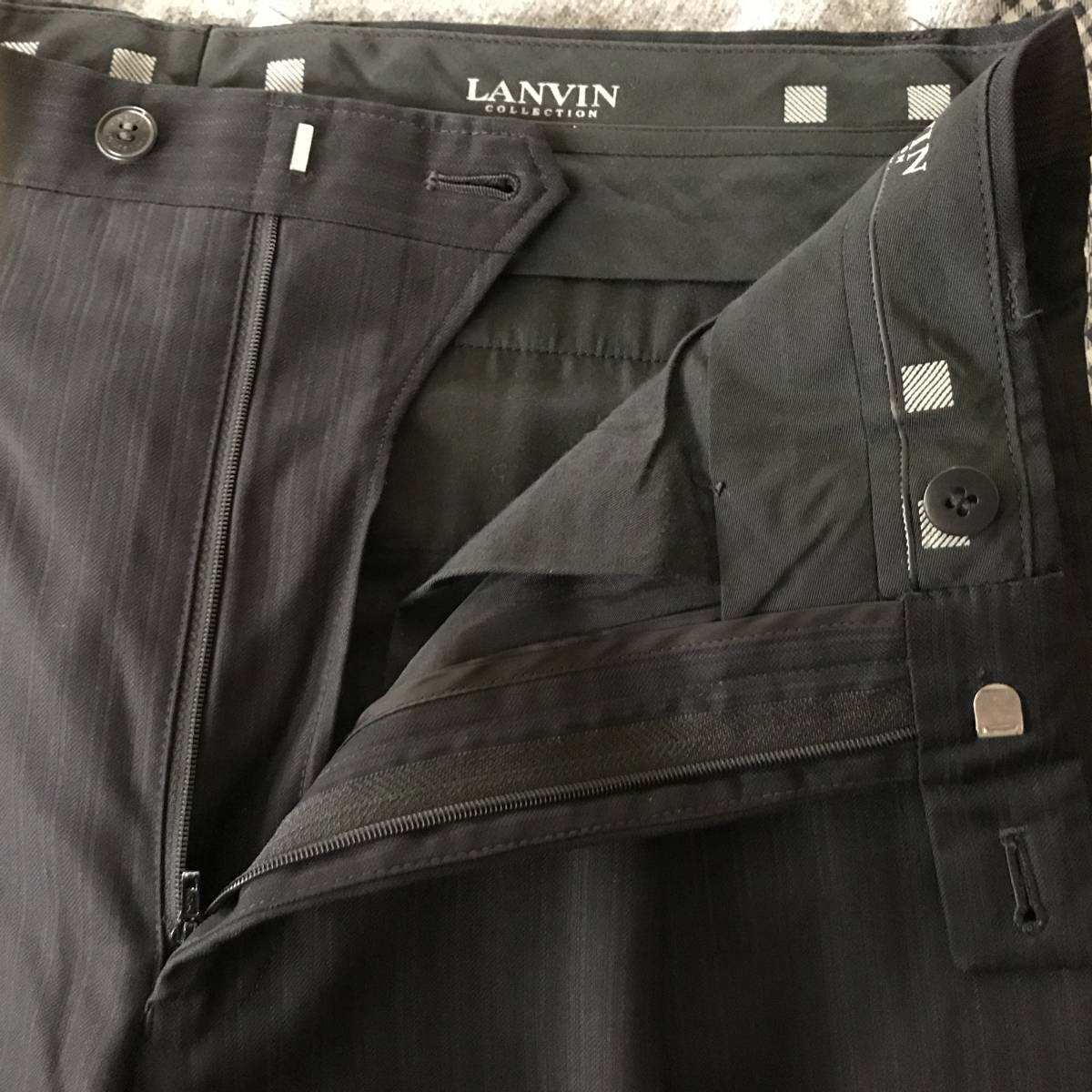 LANVIN COLLECTION ランバン メンズ シャドーストライプ柄 シルクブレンド 総裏シングルスーツ 日本製 美品 size R48-45の画像9