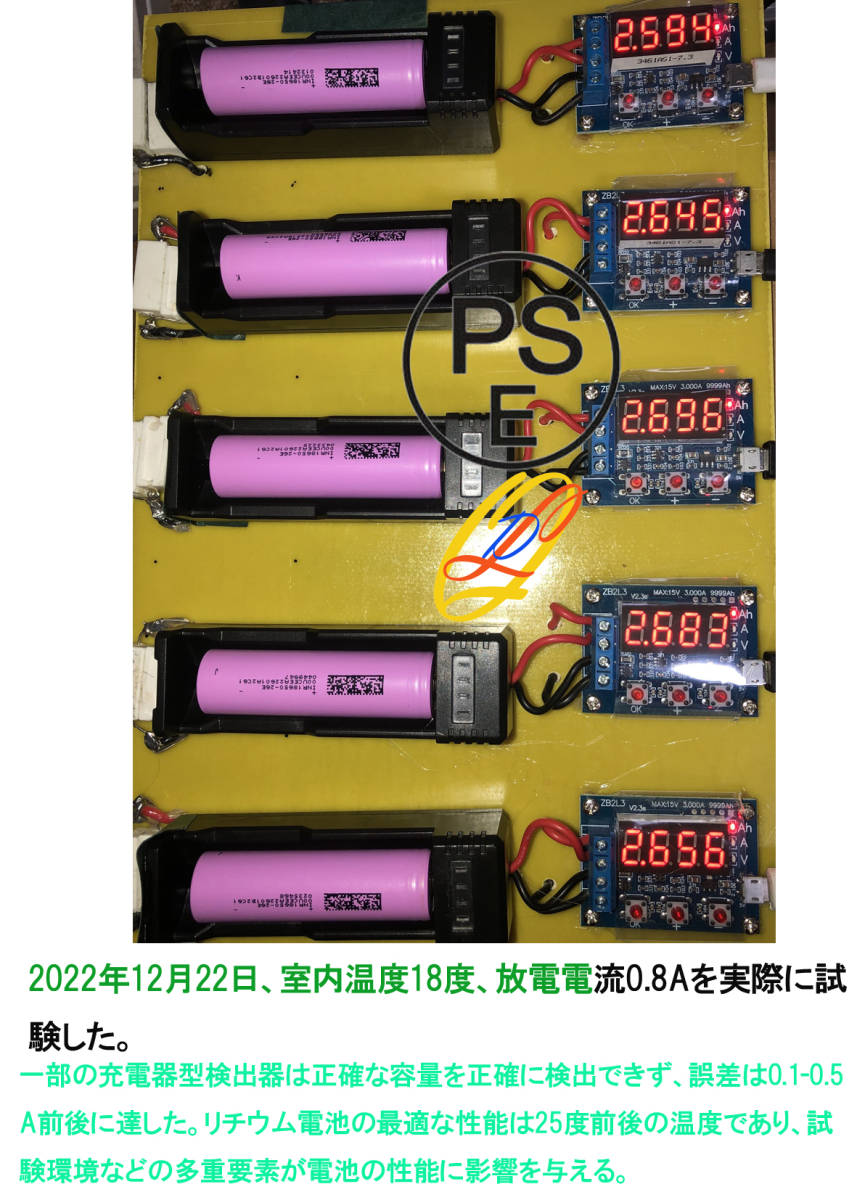 18650倍率式5C出力リチウム電池，2600 mah/PSE認証取得，容量確認済みのリチウムイオン正規品 新品Aグレード電池3本です(電動工具......)_画像6