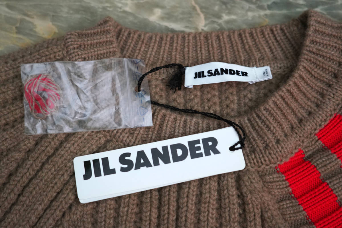 新品 ★ ジルサンダー JIL SANDER 2018AWコレクション ポイントカラーライン クルーネック ニット セーター (52) ★ 都会的でスマート_画像5