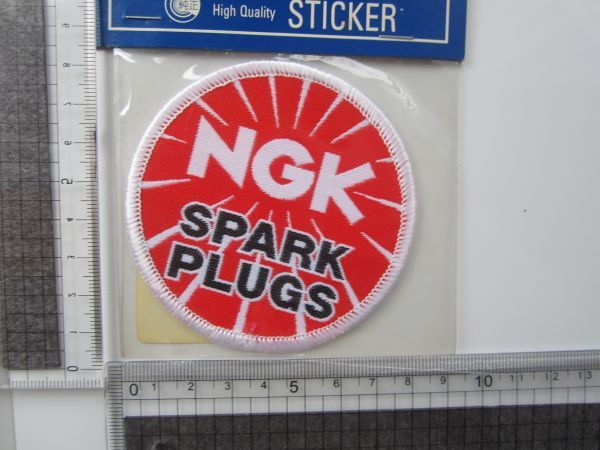 NGK SPARK PLUGS スパークプラグ 丸型 赤 白 ロゴ バイク ワッペン/自動車 バイク オートバイ レーシング 176_画像7
