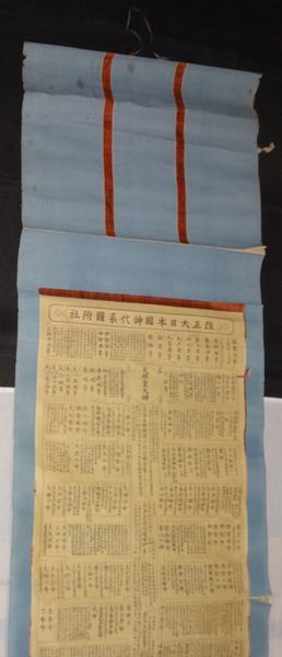 稀少 1821年 文政4年 武蔵国 長幡五所宮神主 埼玉県児玉郡上里町 長幡部神社 改正大日本国神代系図附社 紙本 掛軸 神道 神社 書道 古美術_画像3