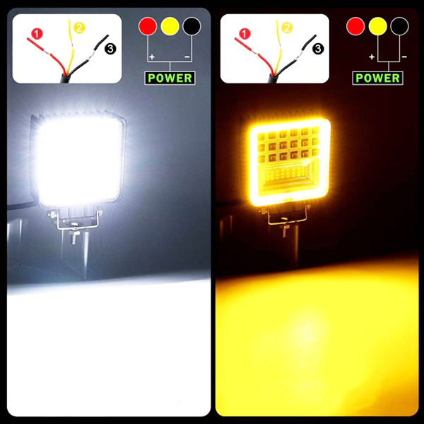 4インチ 3モードタイプ ワークライト LED 126W 作業灯 ボート 農業機械 建設機械 トラック ホワイト イエロー 12V/24V 4個_画像4