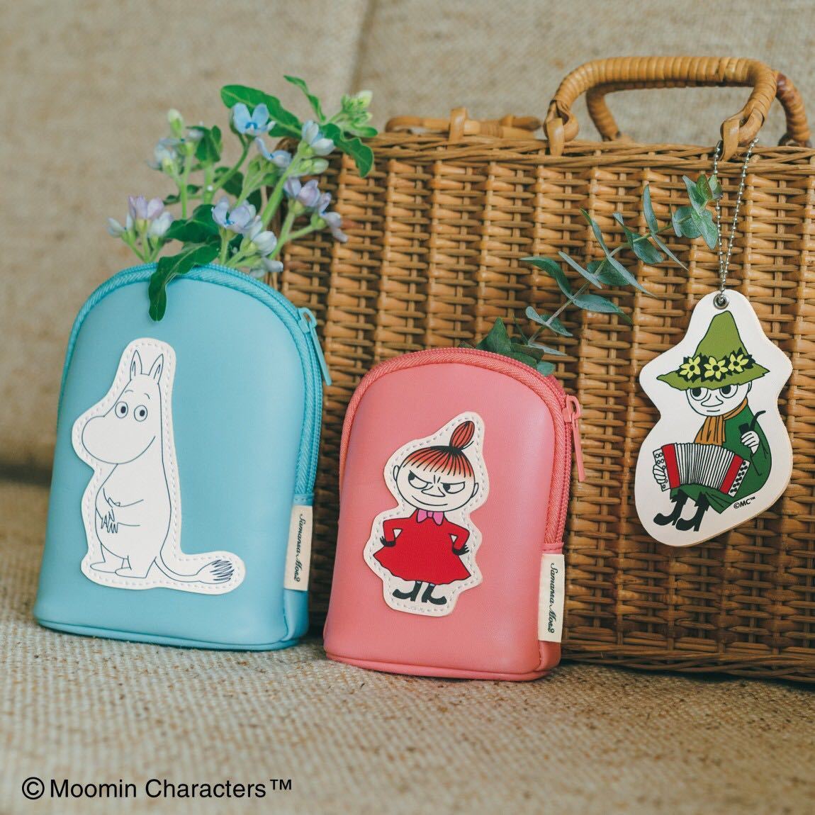 【リンネル 2020年3月号付録】MOOMIN × Samansa Mos2　ムーミン谷の仲間たち ポーチ(2種) & ネームタグ（未開封品）