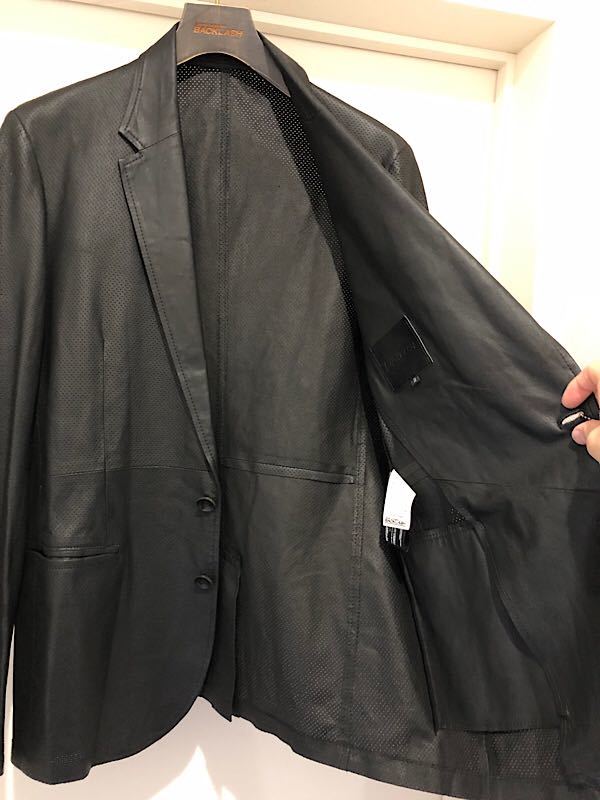 新品即決★バックラッシュ20SS別注インディアンゴートパンチングレザージャケット黒M