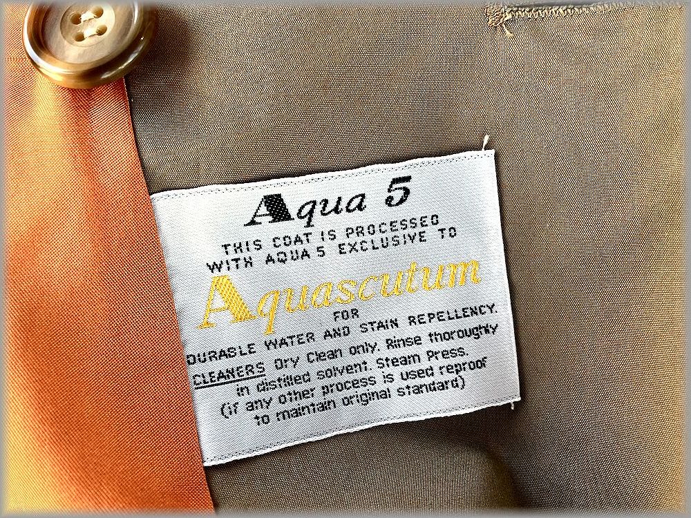 *Aquascutum Aquascutum Aqua 5 beautiful goods Britain made double trench coat sphere insect color * inspection Vintage jacket old clothes England 