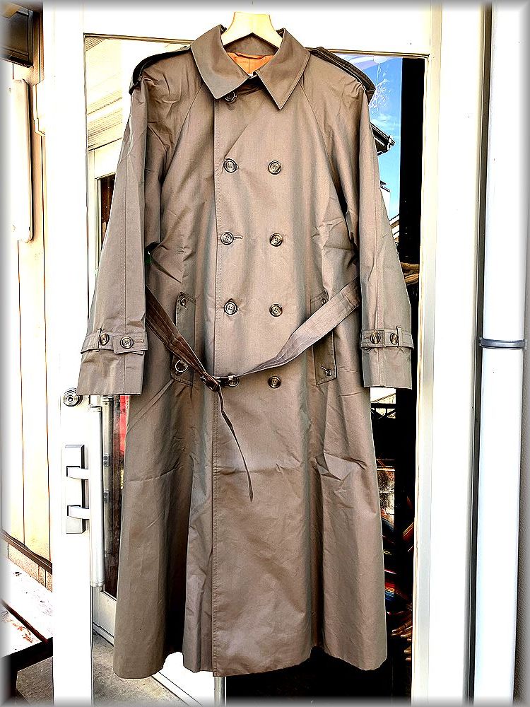 *Aquascutum Aquascutum Aqua 5 beautiful goods Britain made double trench coat sphere insect color * inspection Vintage jacket old clothes England 