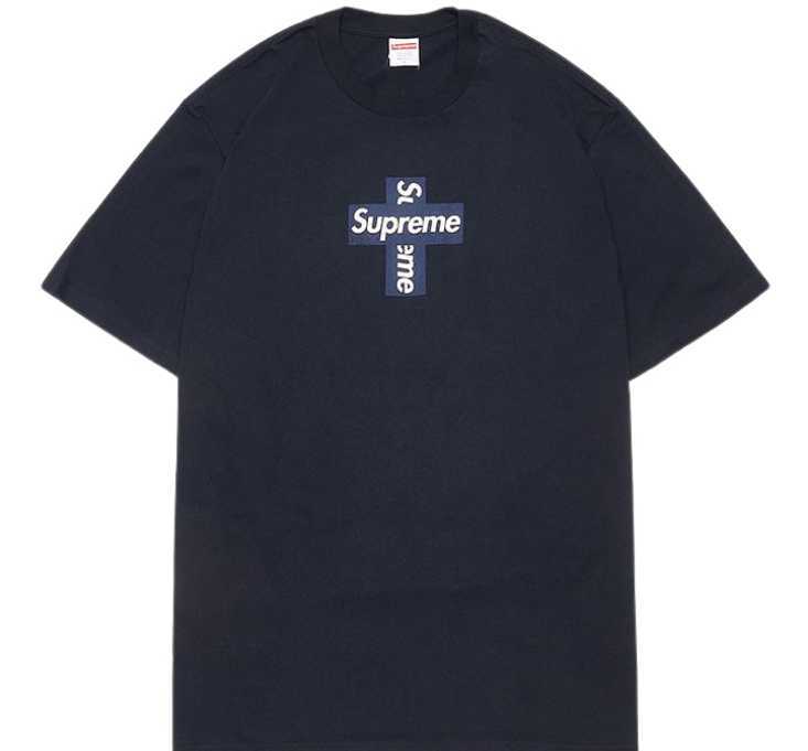 レシート付 XL Supreme 20AW Cross Box Logo Tee ネイビー navy