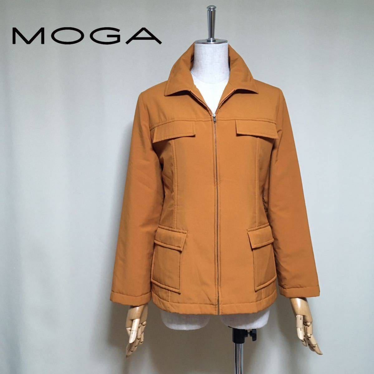 【美品】MOGA モガ 中綿 ジップアップ ジャケット ブルゾン サイズ3/L相当 オレンジ系 レディース 日本製 ビギ ライトアウター_画像1