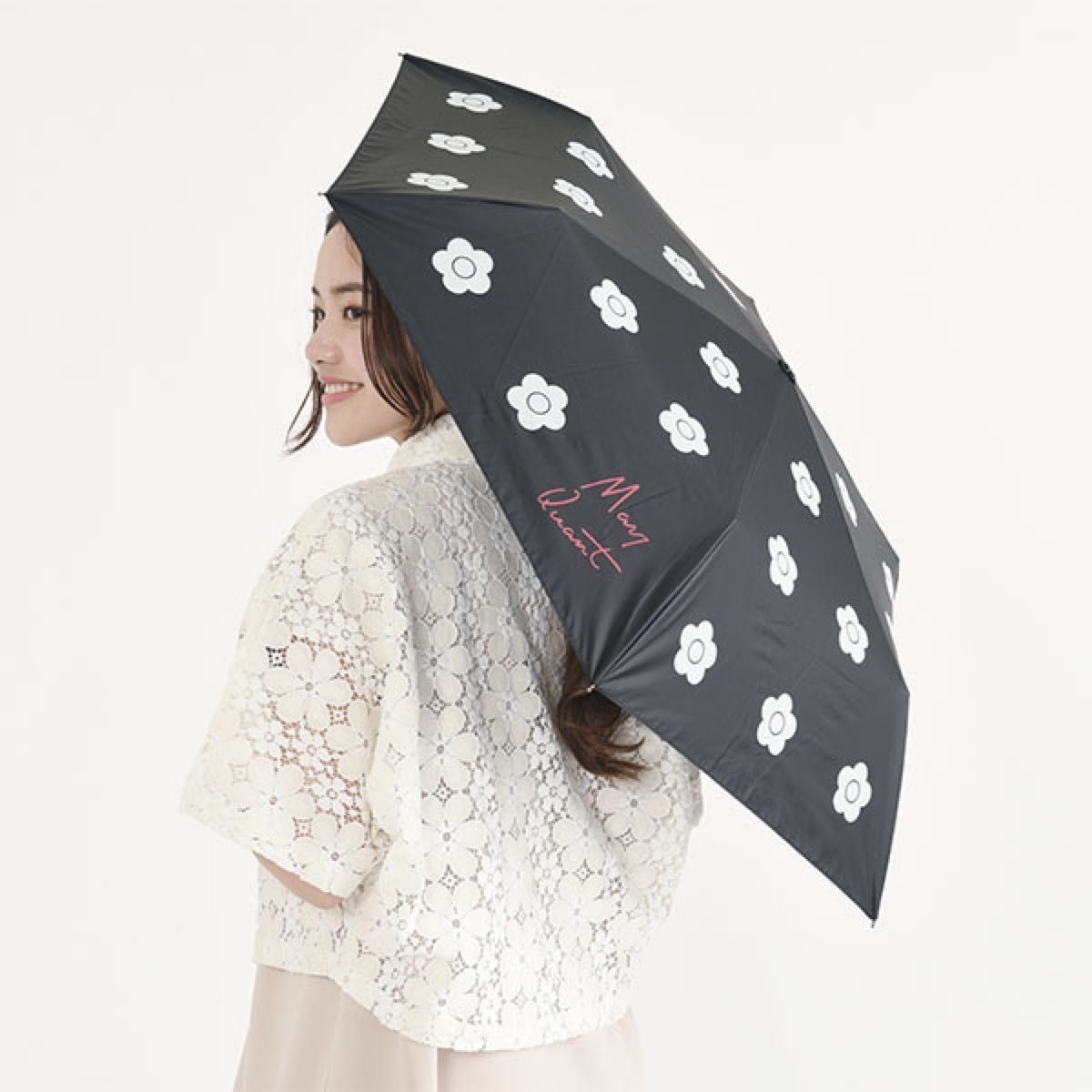 マリークワント 折り畳み傘 デイジー ブラック 黒 晴雨兼用折りたたみ傘 一級遮光 日傘 新品未開封品