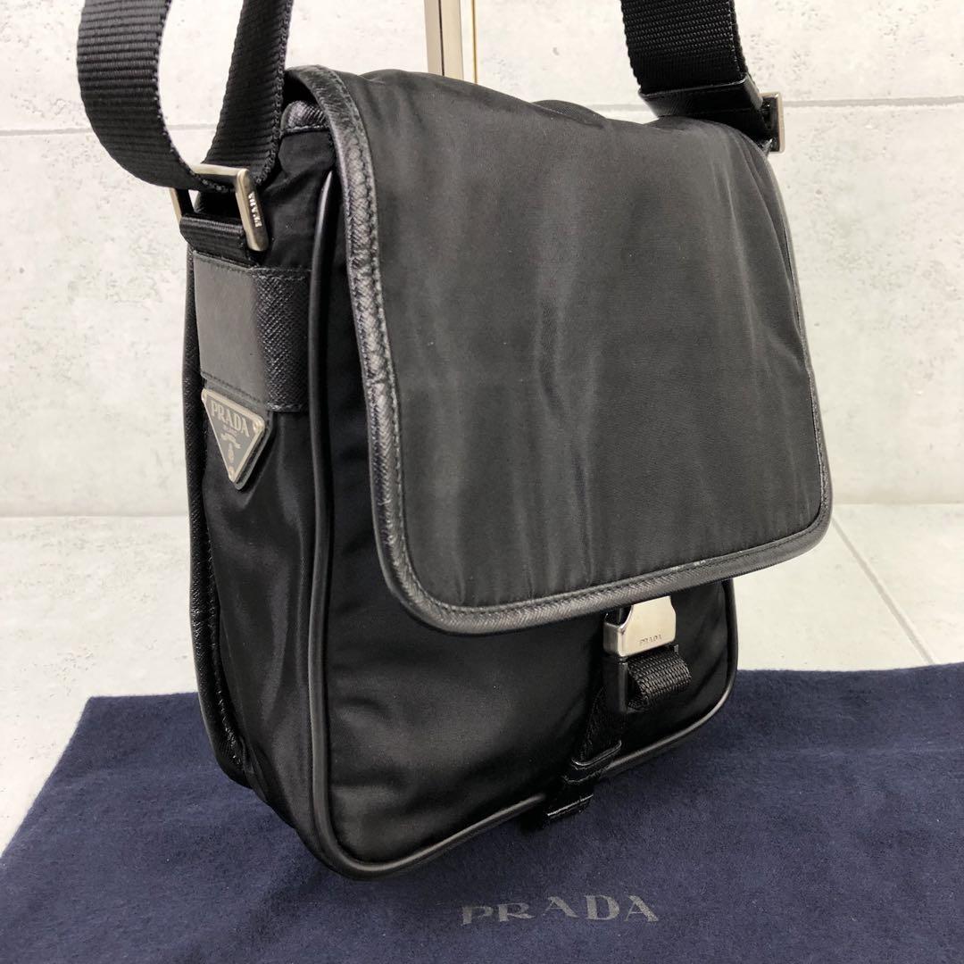 ✨美品✨プラダ ショルダーバッグ 本革 ナイロン 黒 2ポケット