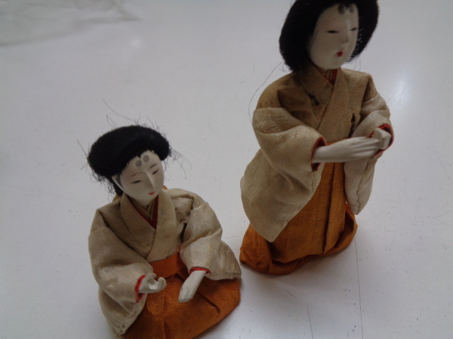 C459-60 時代雛人形 官女 人毛 節句人形 日本人形 アンティーク_画像4