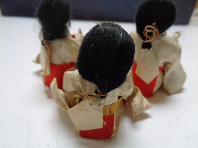 C460-60 時代雛人形 三人官女 人毛 節句人形 日本人形 アンティーク_画像5