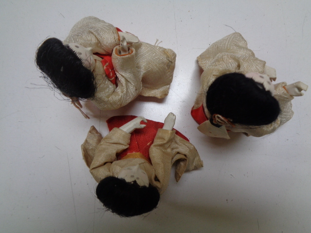 C460-60 時代雛人形 三人官女 人毛 節句人形 日本人形 アンティーク_画像6