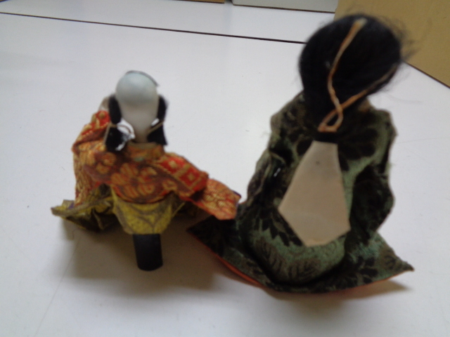 C473-60 時代雛人形 二体 人毛 節句人形 日本人形 アンティーク_画像3