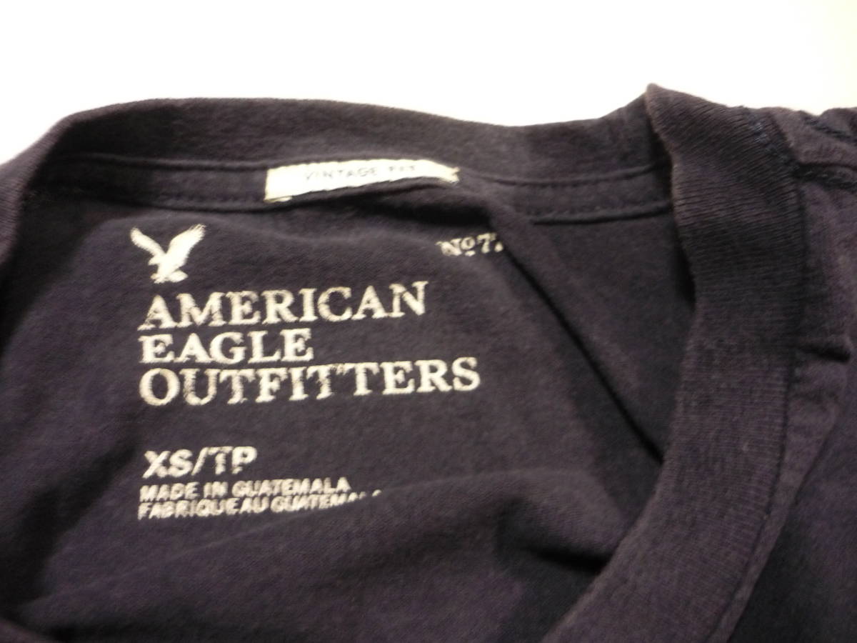 [ tube 00][ free shipping ] clothes T-shirt tops blue AMERICAN EAGLE american * Eagle * Outfitters American Casual 