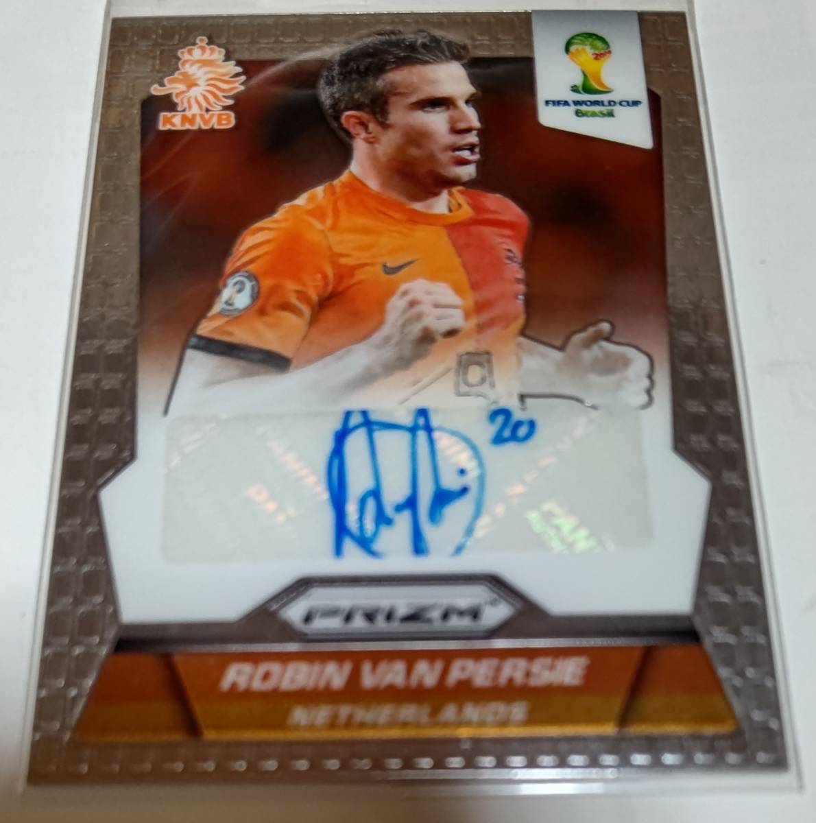 PANINI PRIZM WORLD CUP （ブラジル大会）　ロビン・ファン・ペルシ　直筆サインカード　サッカー オランダ代表　プレミアリーグ得点王