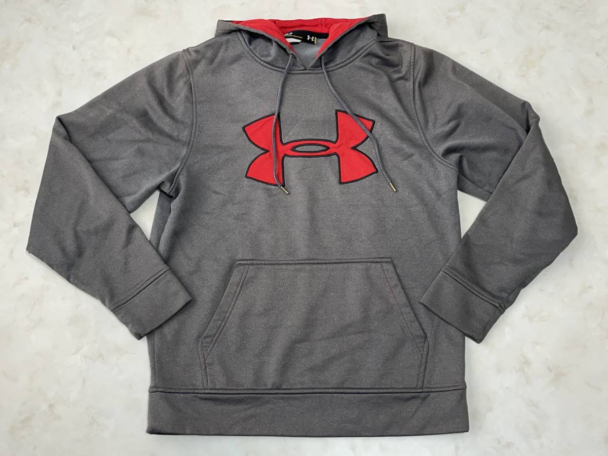 ☆送料無料☆ UNDER ARMOUR アンダーアーマー USA直輸入 古着 裏起毛 ロゴ パーカー メンズ ＳＭ グレー トップス 中古 即決_画像2