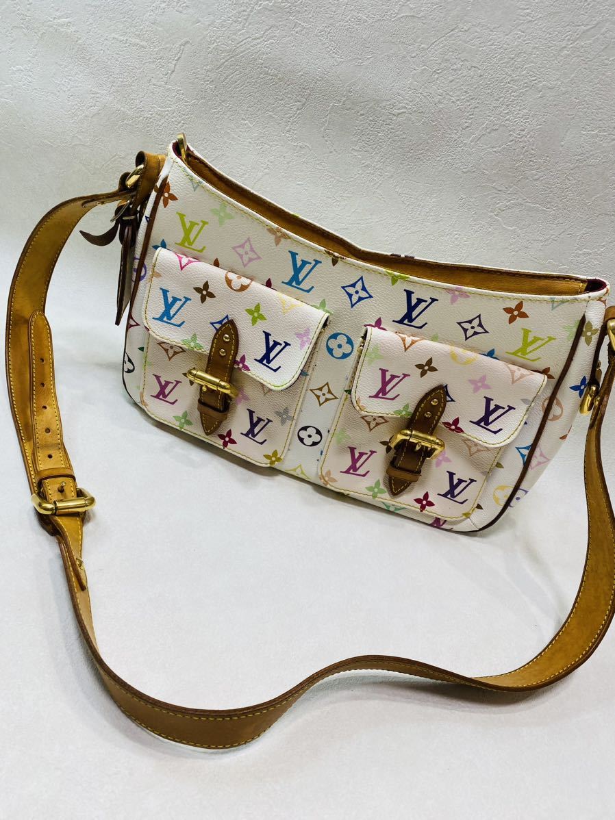 正規品 ルイ・ヴィトン LOUIS VUITTON ロッジGM モノグラムマルチカラー ブロン ショルダーバッグ PVC レザー ホワイト 