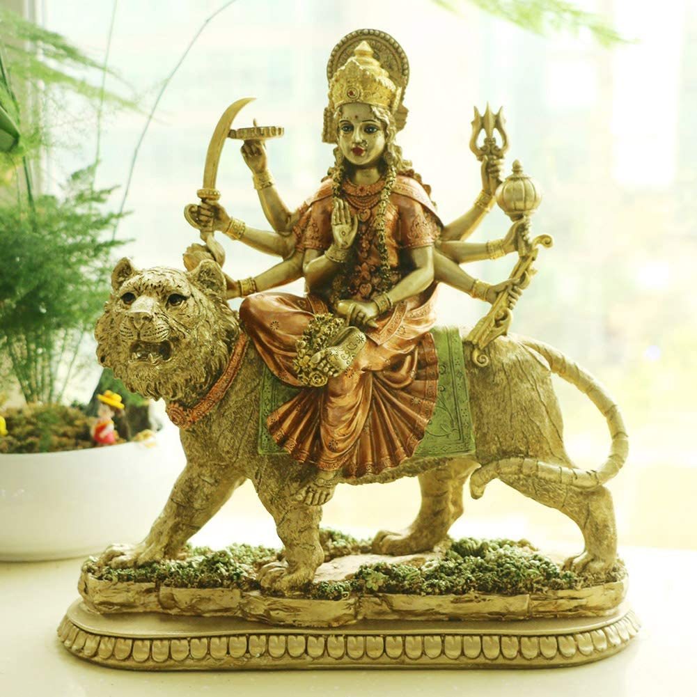 ヒンズー教の女神 ドゥルガー彫像 - インド神ムルティ・プジャ彫刻 ディワリデー・マンディール・プージャ アート彫刻(輸入品_画像3